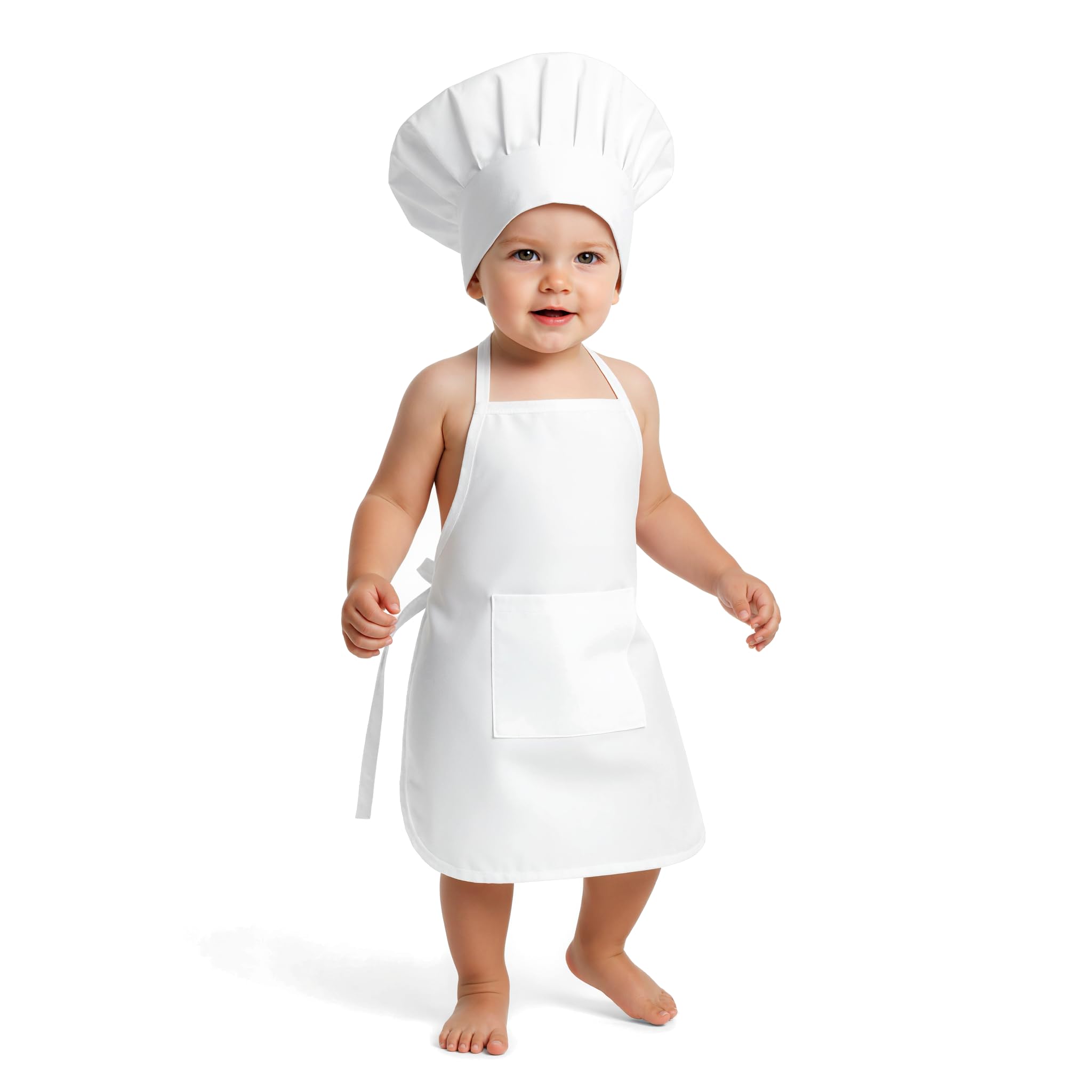 Photo 1 of AMOR PRESENT 2-Piece Baby Chef Costume Set, Baby Halloween Costumes Newborn Photography Prop with Adjustable Chef Hat & Apron, White, Medium