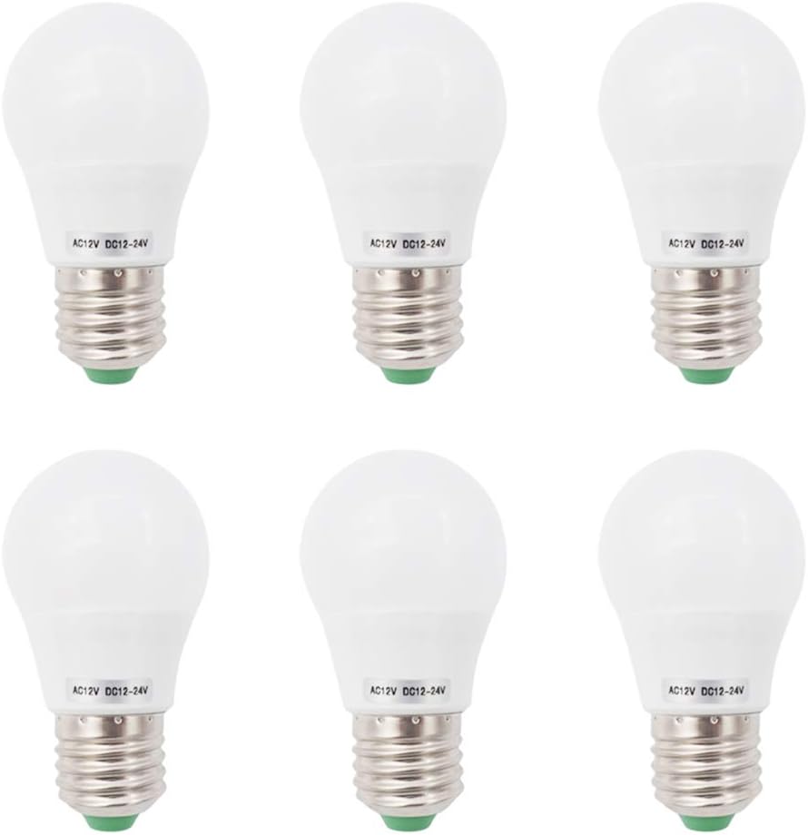 GLMING E27 3Watt 6-5730 SMD LED Ceramic Light Bulb 12V Low Voltage 30W Incandescent Lamp Replacement Home Lighting Warm White Pack of 6