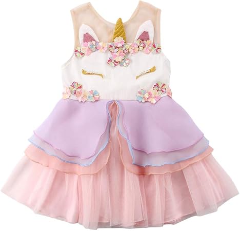 Amazon Folimmy 女の子 子供 お嬢様 ガールズ キッズ 夏 ノースリーブ レース 馬ちゃん ワンピース ドレス 花柄 ふわふわ きれいめ 可愛い ユニコーン コスチューム コスプレ衣装 子供仮装舞踏会 演劇 ０ ６歳 ピンク 1 2歳 ベビー マタニティ ベビー