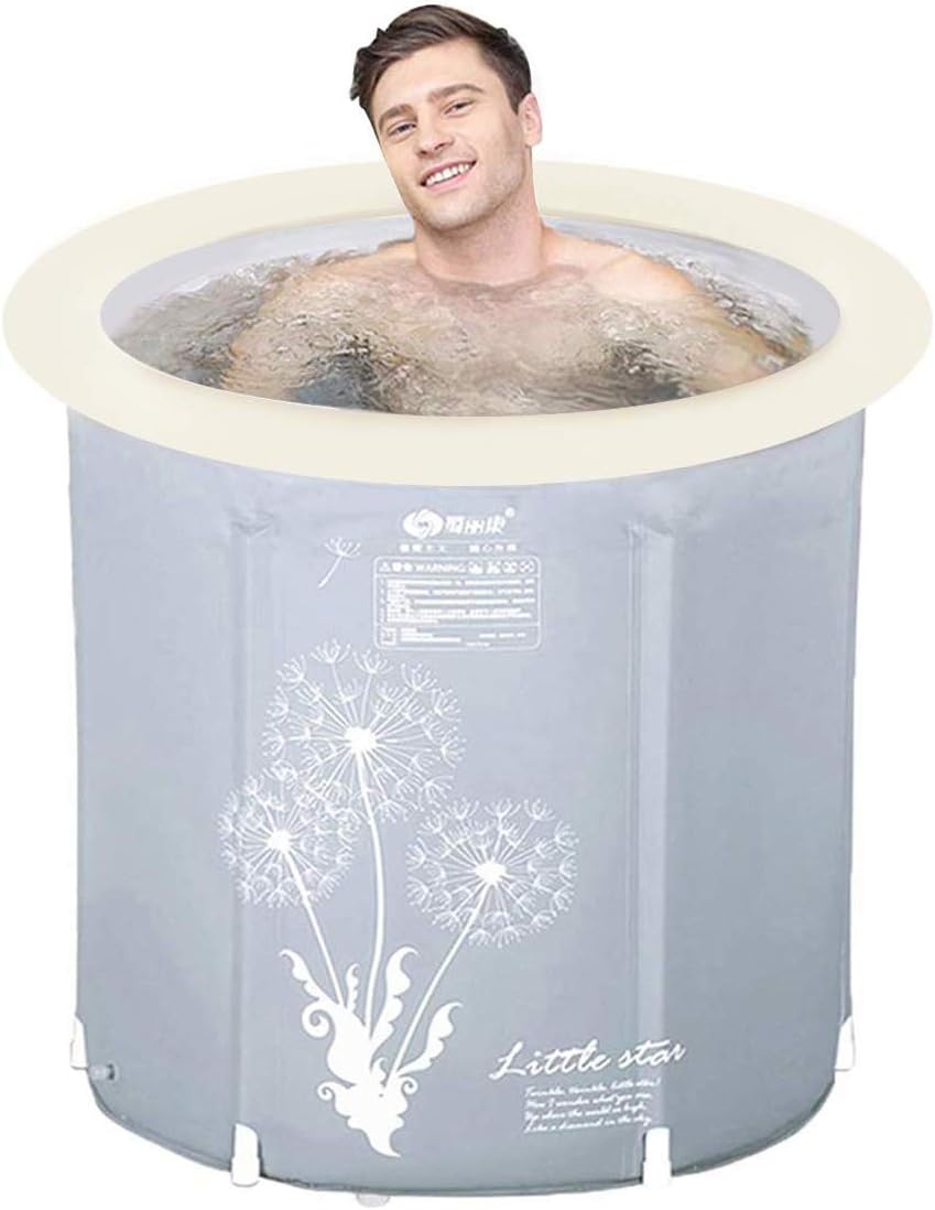 Hyun times Portable Foldable Bathtub, Plastic Free Standing Bathing Tub - Ideal for Small Shower Stall, Bathroom Spa, Easy to Install (Size : 27.6 inch)