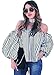 Blooming Jelly Women's Puff Sleeve Off The Shoulder Striped Shirt Tops Large