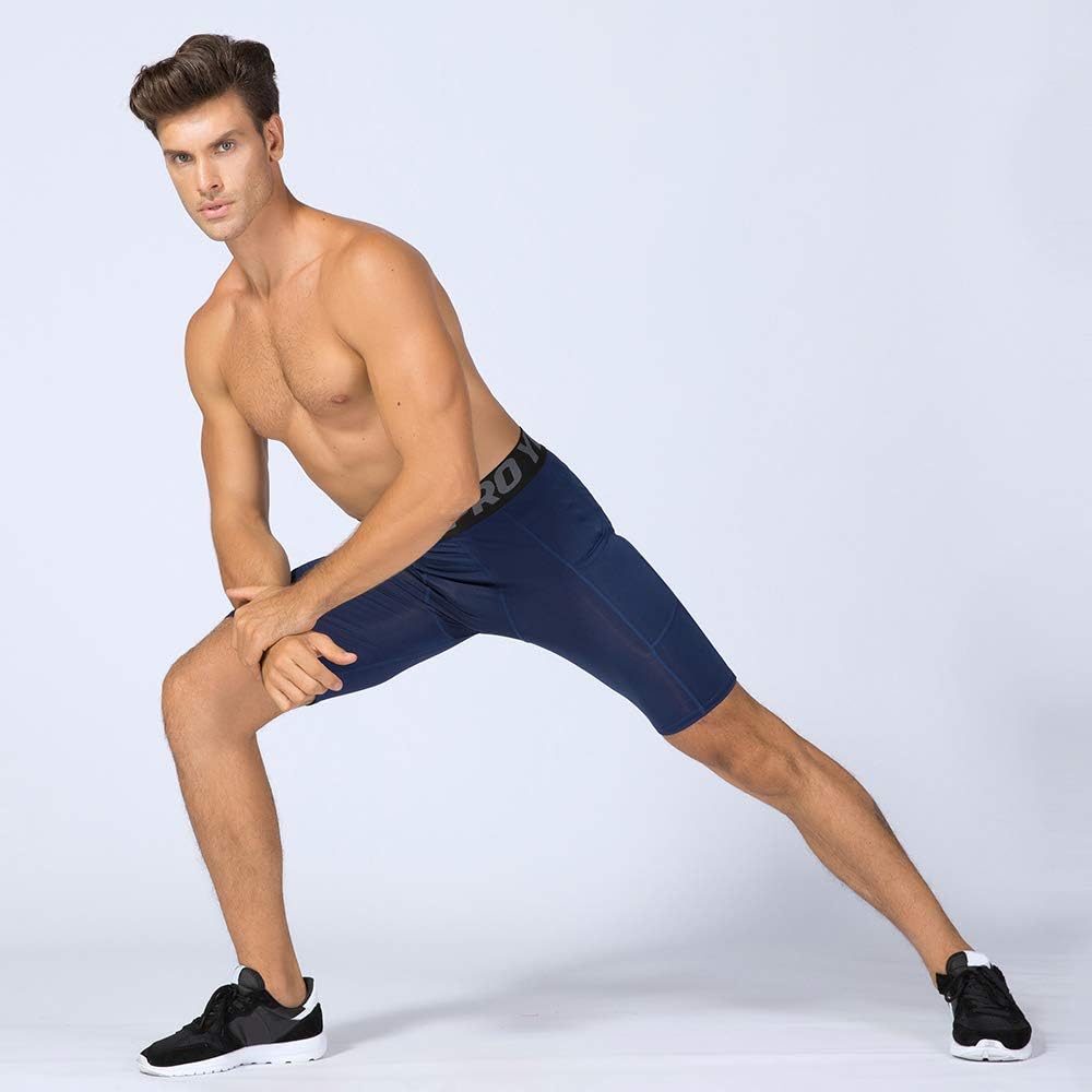 Lixada Men's Compression Shorts Pants Sports Baselayer Tights Active Workout Underwear Leggings with Pockets : Clothing