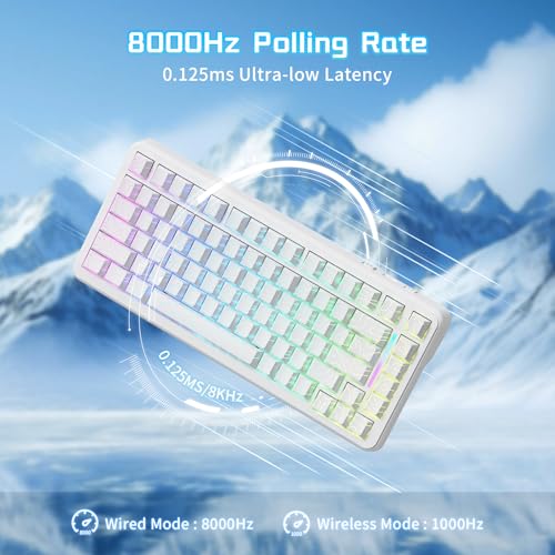 ATTACK SHARK X82PRO HE 75% Wireless Gaming Keyboard with Quick Trigger, Hall Effect Magnetic Switch Keyboard with Adjustable Actuation RT 0.01 mm, 8 KHz, Hot-Swap, RGB, Gamer (White)