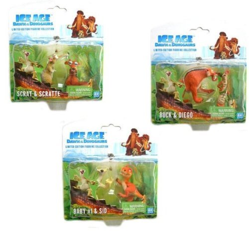 ICE AGE 3: Dawn of the Dinosaurs - Figure SET of 6 Characters / Buck , Diego , Scrat , Scratte , SID and Baby 1