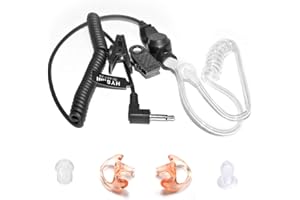 HYS Listen Only Earpiece Headset (Heavy Duty, Military, Security) Surveillance Acoustic Tube 3.5mm Earpiece with One Pair Med