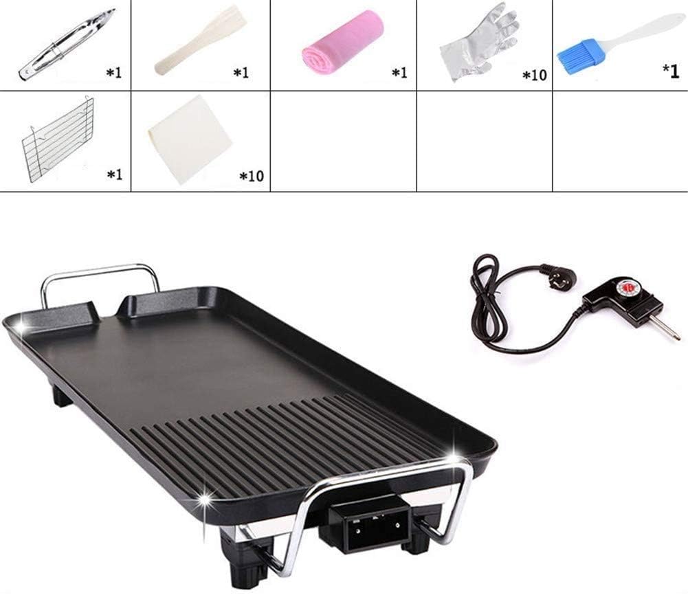 review Aluminum Alloy Teppanyaki Grill,Electric Smokeless Portable Indoor Barbecue Grill with Adjustable Thermostat Drip Tray Easy Clean Non-Stick Griddle