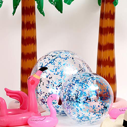 Hsei 3 Pieces Inflatable Beach Ball Glitter Beach Ball Floatable