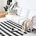 100% Cotton Plaid Rug, KIMODE Black/White Hand-Woven Buffalo Checkered Floor Mats 35.4'' x 59'', Washable Carpet for Porch Doormat Kitchen Rugs