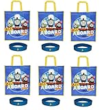 6 Pack Thomas & Friends Large Reusable Tote Bags Party Favor Goodie Treat Bags 6 Bracelets