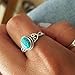 sandywident Genuine Women's 925 Sterling Silver Ring Oval Cut Natural Bohemia Turquoise Jewelry Birthday Proposal Christmas Gift Hollow Engagement Party Band Rings Size 6-10