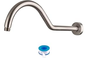 Lordear Shower Extension Arm Solid Brushed Nickel T304 Stainless Steel 17 Inch Extension Shower Arm with Flange Shower Head Pipe For Rain Shower Heads