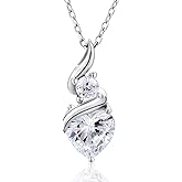 Heart Necklace for Women, 925 Sterling Silver Diamond Pendant Necklaces for Women Engraved with 'I LOVE YOU', Jewelry Gifts Anniversary Birthday Gift for Mom Wife Women Gifts for Her