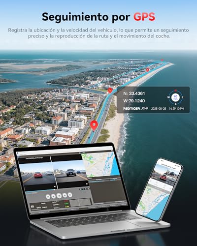 REDTIGER 4K Dashcam para Auto, 5.8GHz Wi-Fi6 GPS, SD 128GB Incluida, STARVIS 2, HDR, Pantalla IPS de 3.18",Gran Angular, Visión Nocturna, Grabación en Bucle, Sensor G, Soporta 512GB MAX(F7NP)