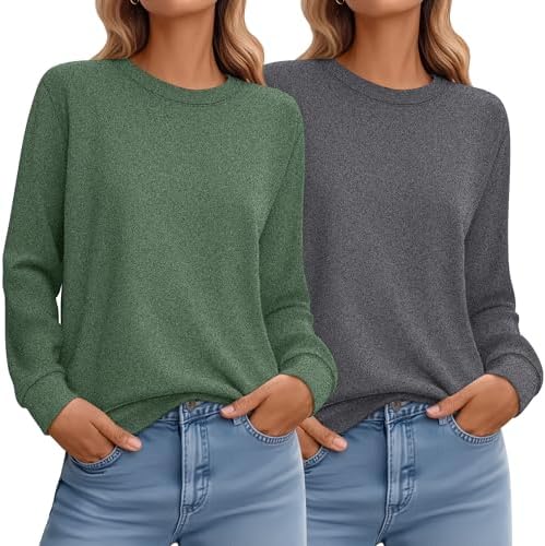 Oakgarden 4 Pack Womens Long Sleeve Cropped Sweatshirts Crew Neck
