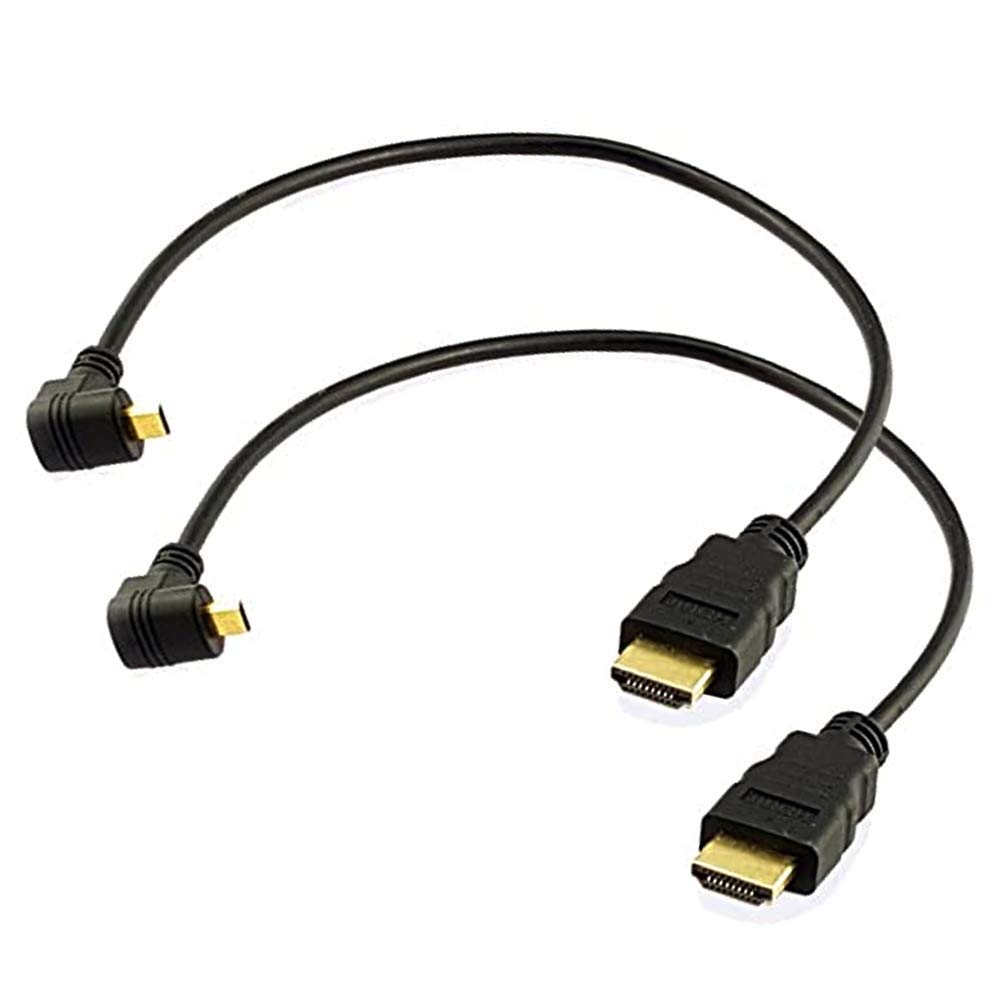 LiKuCo 1Feet 90 Degree Down Angled Micro HDMI Male To HDMI Male Cable Adapter Connector (Black 2Pack)