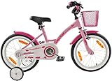Bicicleta para niños 16 pulgadas (16') PROMETHEUS® bicicleta para niños - color blanco y rosa con freno de contrapedal, incluye ruedas de apoyo (aluminio) para sentirse seguro manejando y no tener preocupaciones, apartir de 5 años | 16. Edición clásica | flamenco rosado