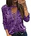 X-Future Women's Camo Long/Short Sleeve Deep V-Neck Lace up Sexy T-Shirt Top