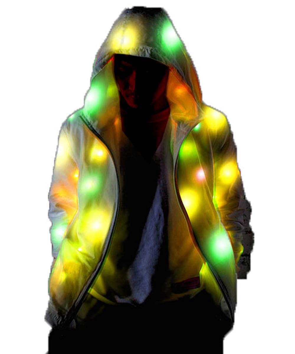 NIWOTA Mens Womens LED Jacket Light Sportswear Light UP Rave Festival