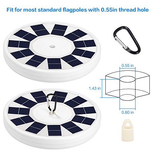 [48 LED] Solar Flag Pole Light, totobay Weatherproof Flagpole Downlight 800Lux- Flag Pole Lighting for 15 to 25 Ft Flag Pole Topper, 3 Modes, Auto On/Off Night Light Eco-Friendly and Energy-Saving - Thumbnail 3