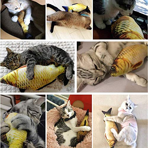 WELLXUNK Spielzeug mit Katzenminze 5 Stück Katze Interaktives Spielzeug Katze Fisch Spielzeug Plüsch Katze Kauen Spielzeug Set für Katze/Kitty/Kätzchen – Bild 4