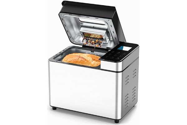 25-IN-1 Bread Maker with Visible Lid | 2lb Full sized Automatic Machine, Auto Nut Dispenser, 13-Hour Delay Timer, One-Touch Control & Recipes â€“ Easy Operation, High Success for Homemade Bread