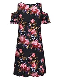 Vestido de manga corta para dama con estampado floral a rayas, estilo casual