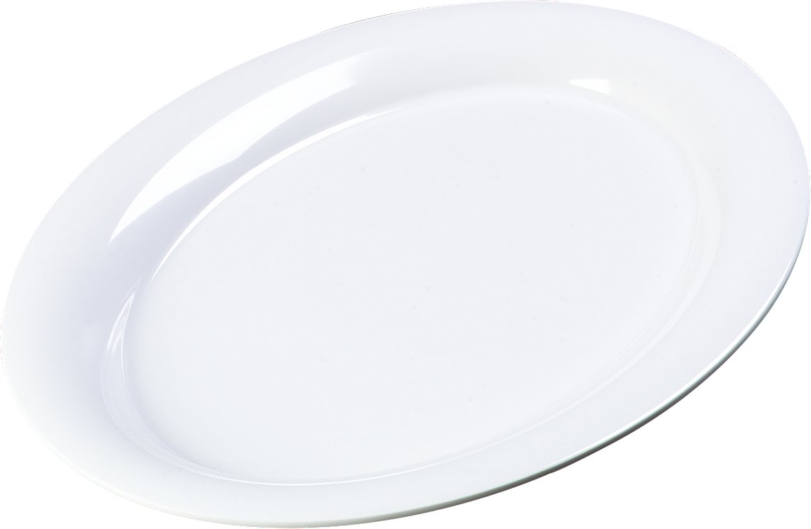 Carlisle 4441202 Designer Displayware Melamine Wide Rim Oval Platter, 21" x 15", Melamine, White: Industrial & Scientific