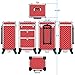 OUDMAY Makeup Case - Professional Rolling Artist Cosmetic Beauty Storage Organizer With 2 Large Locks and Drawer Crystal Red