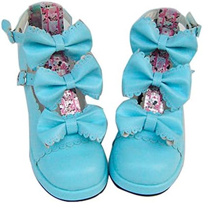 Japanese Style Light Blue Ribbon Bow Rubber-soled Gothic Lolita Shoes 26.5cm