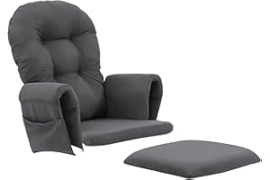 ROBBIN 5Pcs Glider Rocker Replacement Cushions with Storage for Indoor Nursery Glider Rocking Chair,Dark Gray