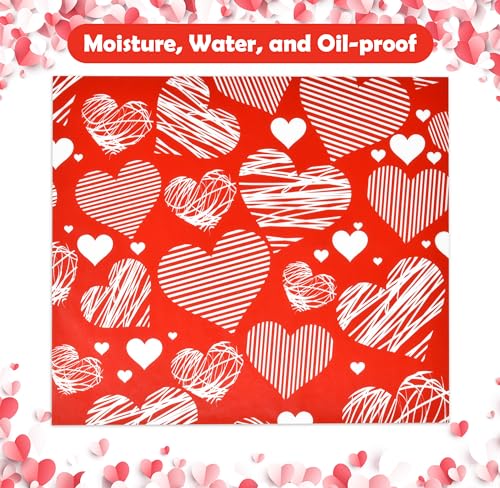 150 Sheets Valentine's Day Wax Paper Parchment Papers Red &amp;White Hearts ...