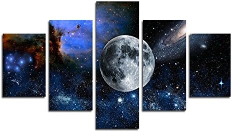Leyrus 5 Piece Decoration of the wall paintings of the canvas of the universe galaxies round circle in the sky (No Frame) Unframed far266 50 inch x30 inch