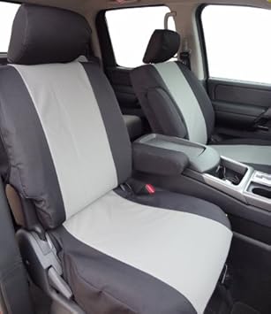 Amazon Com Durafit Seat Covers Made To Fit Titan Crew Cab Set Front Buckets With Electric Driver And Fold Flat Passenger Seat Rear 40 60 Bench Seat Covers In Black Endura With Gray Twill