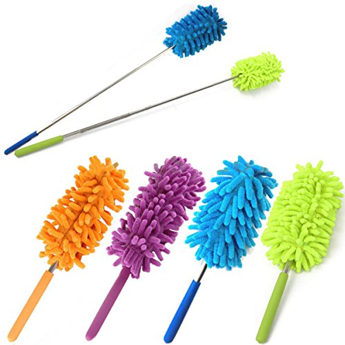 Small telescopic flexible extending microfiber duster, …