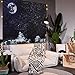 SYNEE Moon Stars Wall Tapestry Outer Space Tapestry Galaxy Tapestry Night Sky and White Cloud Tapestry for Room (51.2 x 59.1 inches)