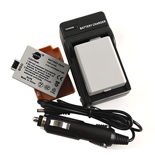 DSTE 2x LP-E5 Battery + DC27 Travel and Car Charger Adapter for Canon EOS 450D 500D 1000D Kiss F X2 X3 Rebel XS XSi T1i Digital Camera