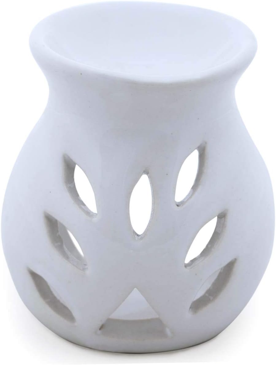New Year Decorations Oil Diffuser White Ceramic Tealight Oil Aroma Lamp - 3.8" Wax Tarts/Melts Warmer/Burner - Tealight Candle Aromatherapy Essential Oil Fragrance Diffuser for Fragrant Scented Oils