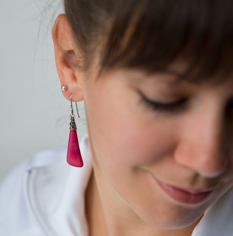 Fuchsia dangle earrings Handmade