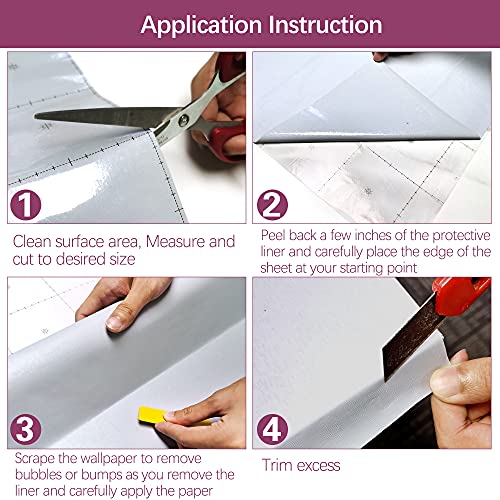 LotFancy Peel and Stick Wallpaper, 11.8”x 78.7”, Light Grey Contact Paper, Self Adhesive and Removable Wall Paper for Countertop Cover, Furniture Renovation, Waterproof, Squeegee Included