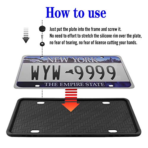 Synrroe Silicone License Plate Frame Rust-Proof. Rattle-Proof. Weather-Proof. - Black