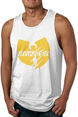 LanZhuoq Men's Black Panther X Wu Tang Wakanda Slash Fashion Jogging White Tank Top XL Tank Tops
