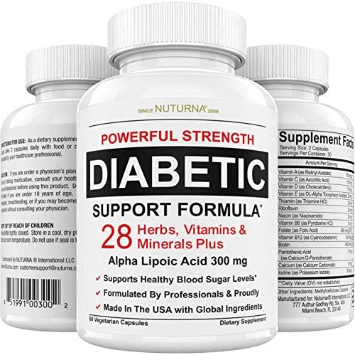 Diabetic Support Supplement 28 Vitamins Minerals Herbs With 300 Mg Alpha Lipoic Acid Formula For Blood Sugar Extra Energy Support Diabetes Nutritional Supplement For Men Women 30 Day Pack Lunabeen