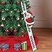 Climbing Santa Claus on Ladder,Electric Santa Climbing Ladder to Tree, Climbing Up and Down Santa Claus on Ladder with Music and Bag of Presents Tree Holiday Party Home Door Wall Decoration Xmas Ornam