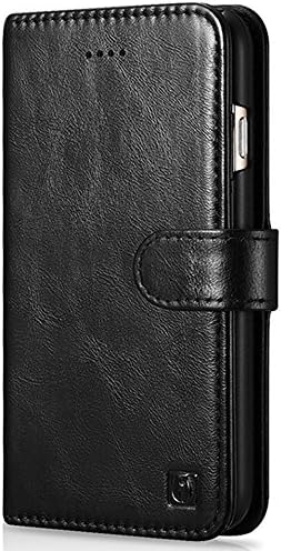 iPhone8Plus Case, iPhone 8 Plus Genuine Leather Wallet Case, iPhone8Plus Phone Case With Card Holder And Kickstand, iPhone 8Plus Carrying Case With Detachable Slim Back Cover (iphone8Plus, Black)