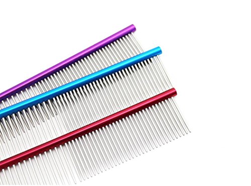 Fabal Pet Dog Comb Professional Steel Hair Trimmer Comb Dog Cat Cleaning Brush Pet Dog Cat Accessories (Purple)