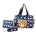Mom Miya Large Capacity Multifunction Mummy Diaper Bag Tote Bag Mother Nappy Bag Set 3pcs Star Bear Design 2 Color (Blue)