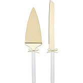 kate spade new york Happily Ever After Silverware Cake Dessert Set, 2-Piece | silverplate over zinc alloy flatware, gold finish | 13 inch knife, 11.25 inch server | wedding gift for newlyweds