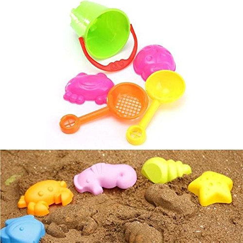 Bazaar 5Pcs Mini Summer Ocean Sand Beach Kids Seaside Toys Castle Swim Bucket Spade Shovel Rake Water Tools