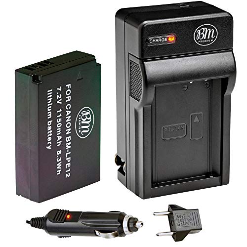 BM Premium LP-E12 Battery and Charger Kit for Canon Rebel SL1, EOS-M, EOS M2, EOS M10, EOS M50, EOS M100 Mirrorless Digital Camera