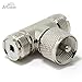Ancable UHF PL-259 Male to 2 UHF PL-259 Female Triple T Shape RF Coaxial Splitter Adapter Connector for CB Ham Radio Antenna Pack of 2